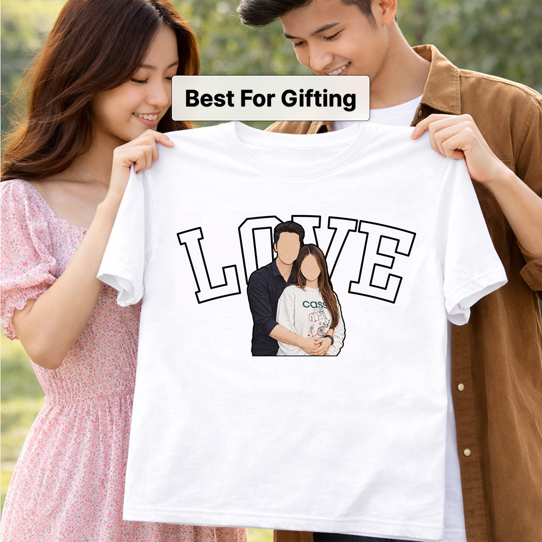 Personalized LOVE Photo Print White T-Shirt – Unisex Custom Picture Tee | Love Craft Gifts