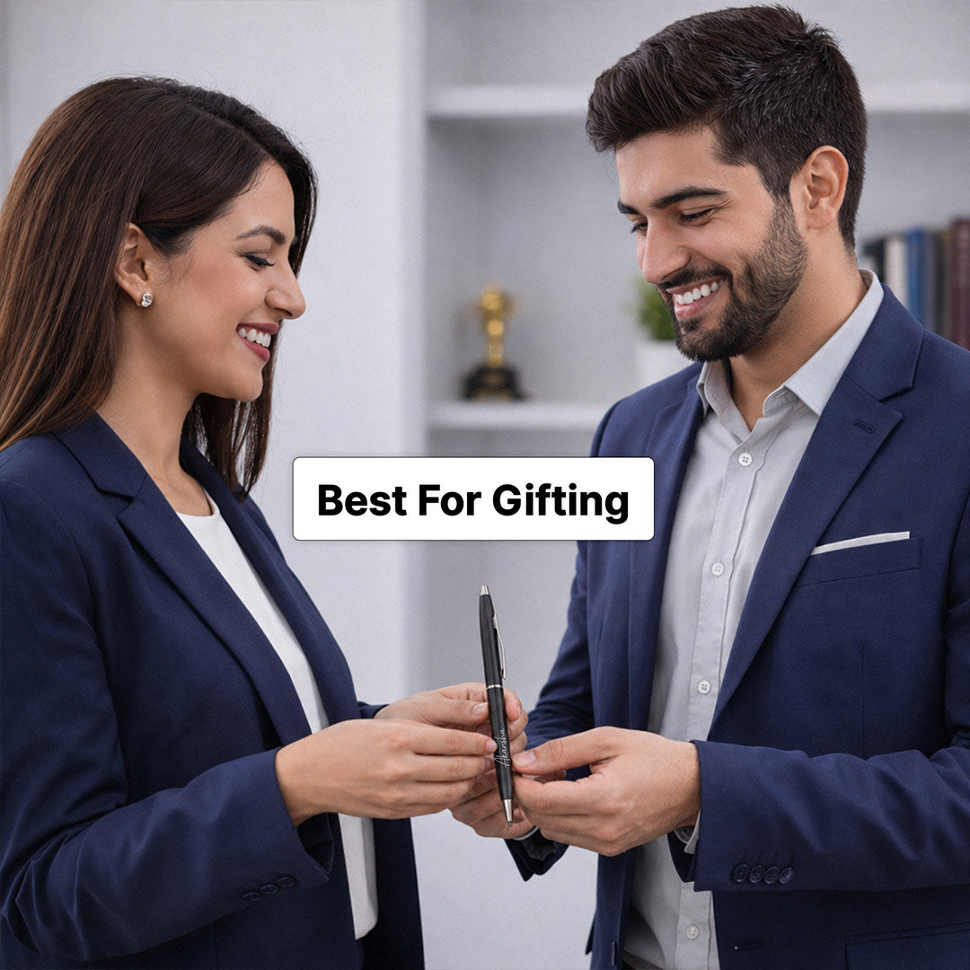 Personalized Black Pen with Silver Tip (Standard Size) – Premium Custom Name Writing Gift for Professionals | Love Craft Gifts™