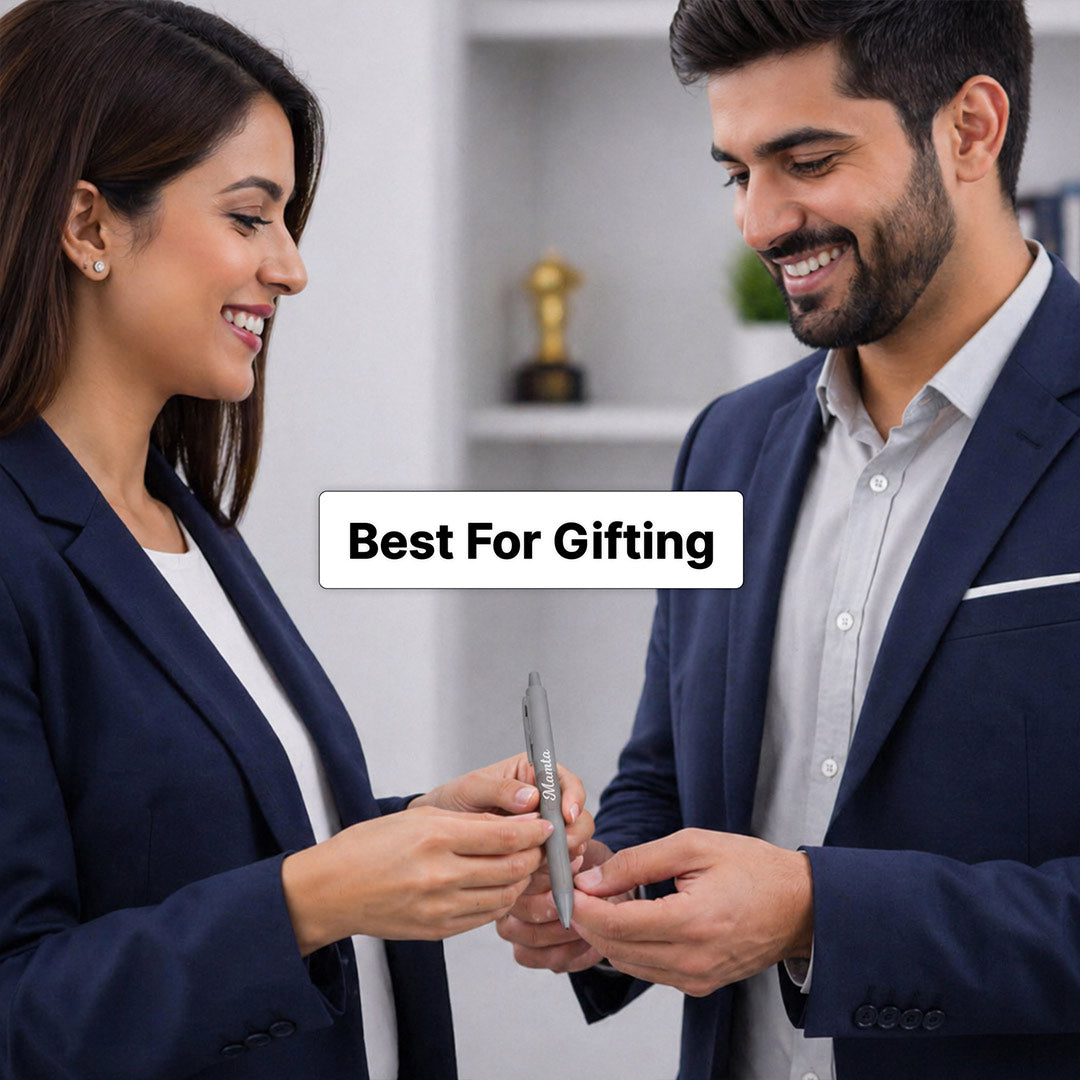 Personalized Grey Name Pen (Standard Size) – Elegant Custom Writing Gift for Professionals & Students | Love Craft Gifts™