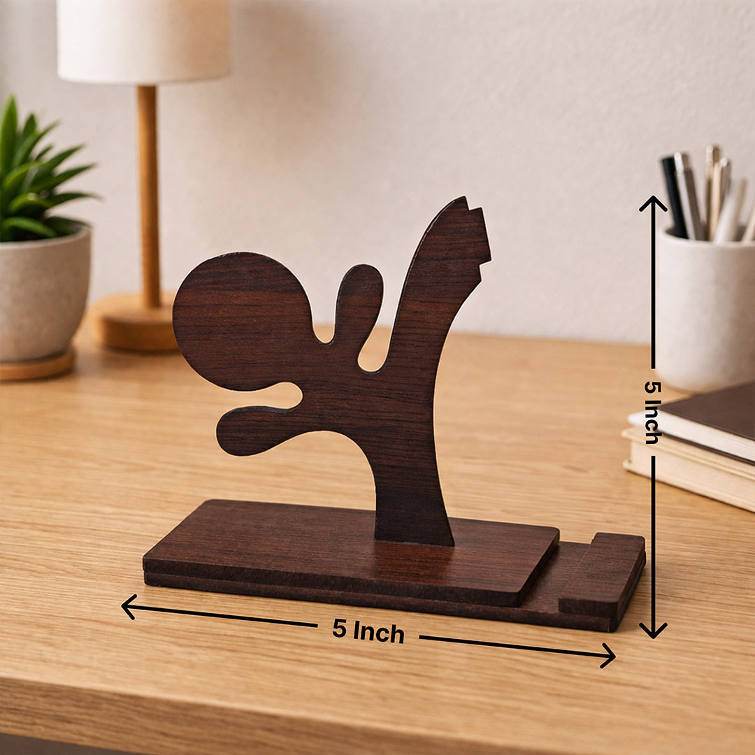 Wooden Mobile Phone Holder & Desk Organizer Stand (5x5 Inch) Premium Wooden Smartphone Stand for Office & Home | Love Craft Gifts