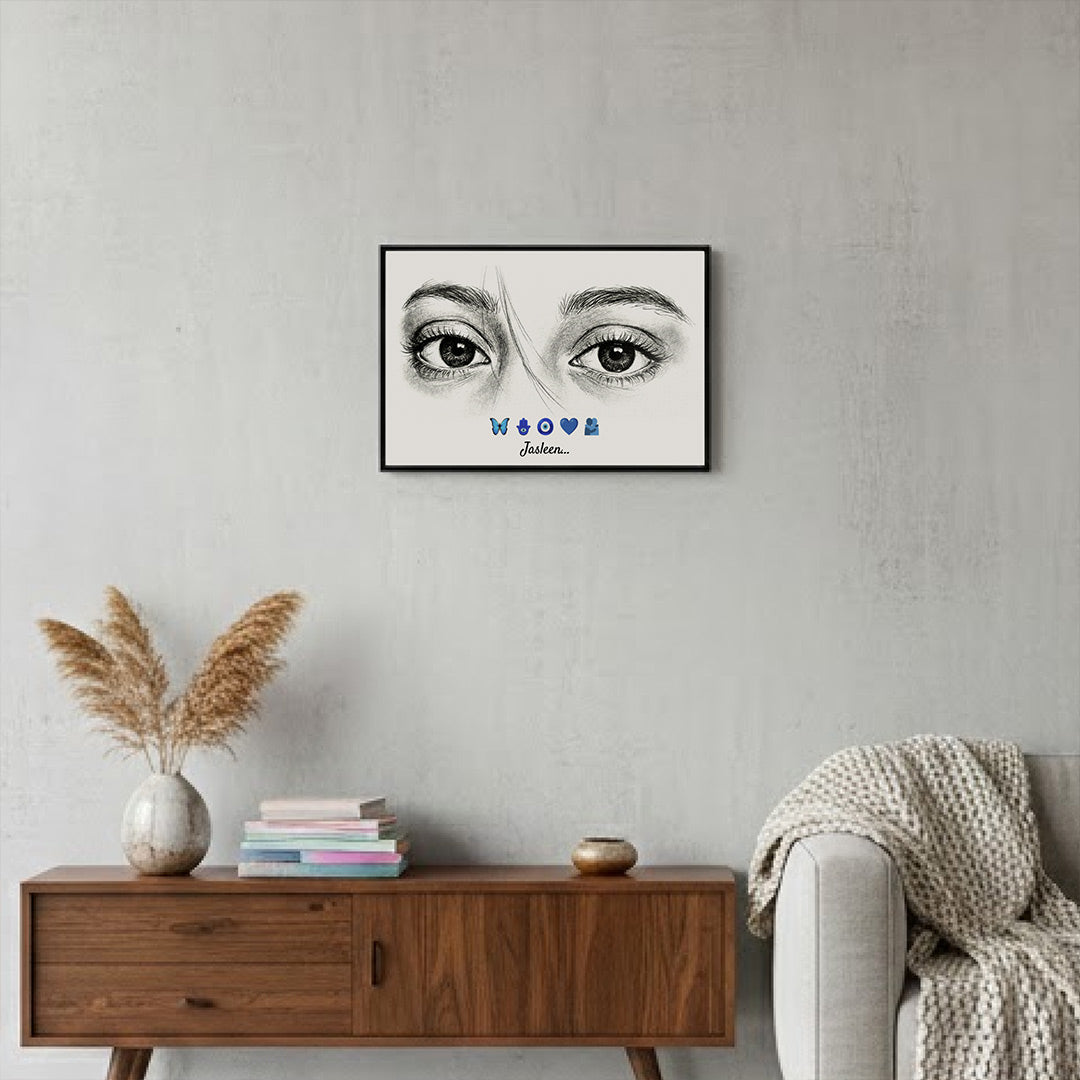 Personalized Sketch Eyes Wall Frame (12×8”) | Love Craft Gifts