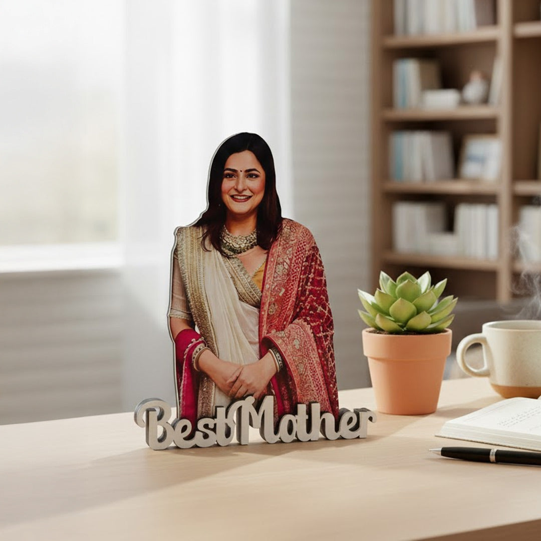 Personalized Cartoon Name Table Stand – Best Mother Edition (7×6 Inch) | Love Craft Gifts