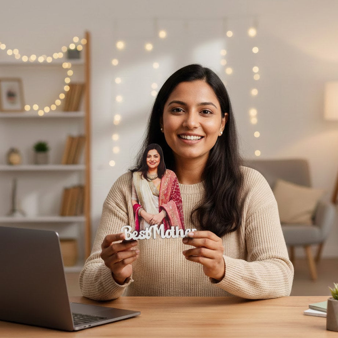 Personalized Cartoon Name Table Stand – Best Mother Edition (7×6 Inch) | Love Craft Gifts