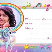 Personalized Unicorn Multicolor Name Slips | 12x18" Sheet with 36 Labels