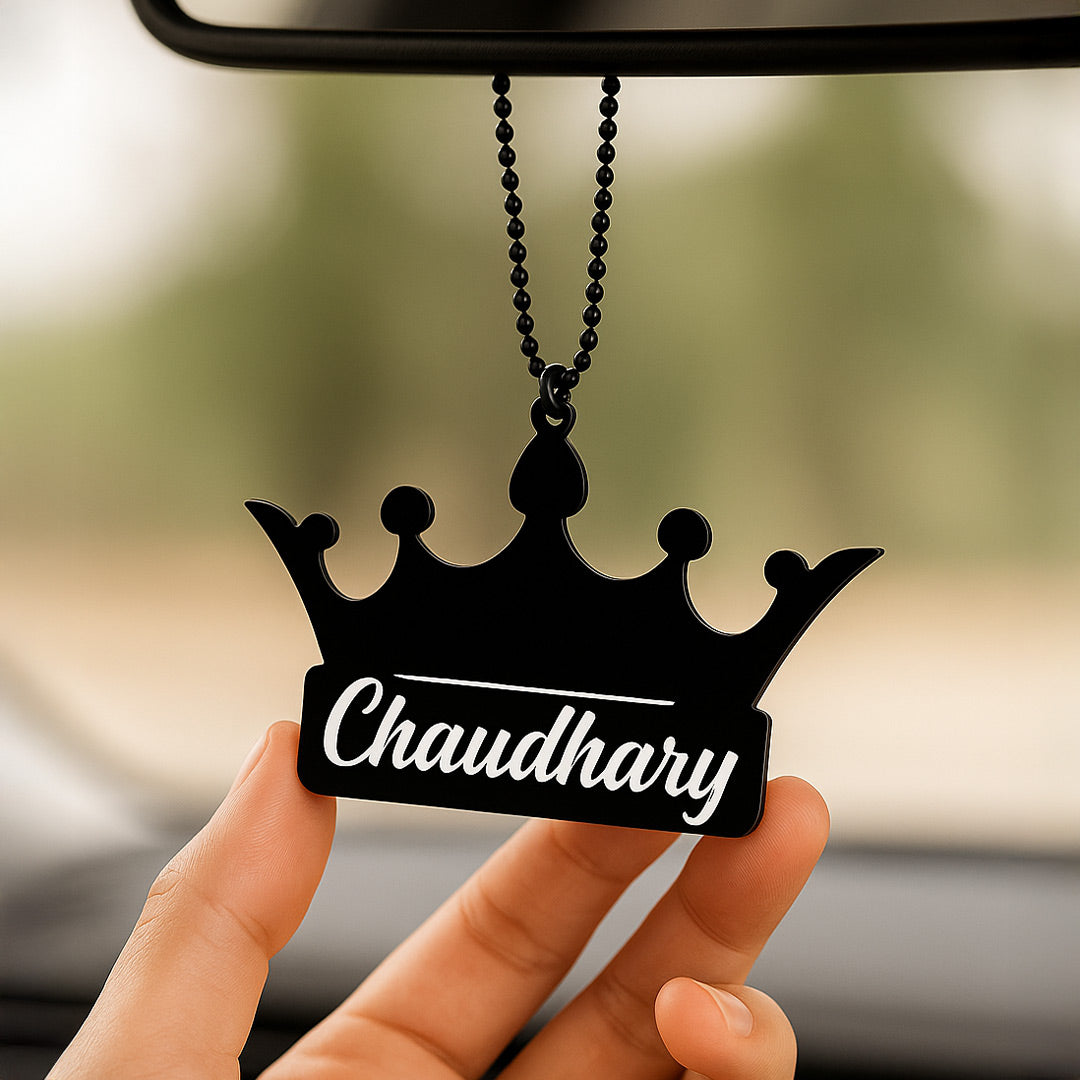 Crown Shape Customized Car Hanger – Black Acrylic| Love Craft Gifts
