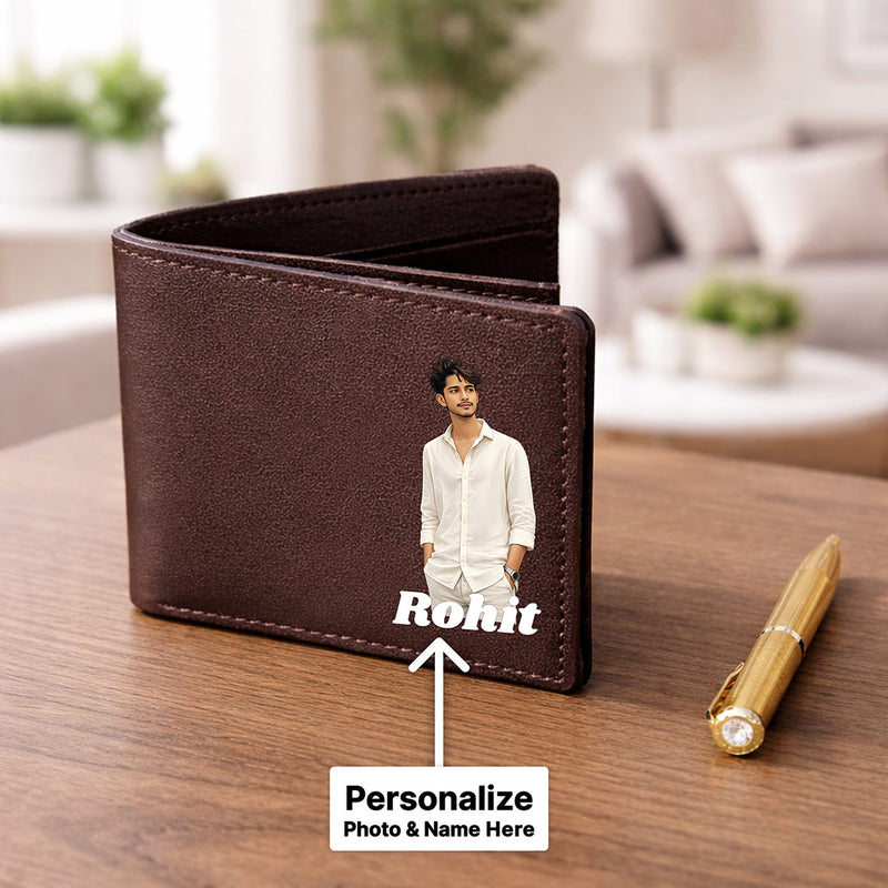 Personalized Men’s Leather Brown Wallet for Boys, Husband & Boyfriend
