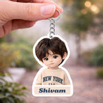 Personalized Kids Cartoon Photo Keychain with Name – Custom Cute Acrylic Key Ring Memory Gift for Boys & Girls (3 Inch) | Love Craft Gifts