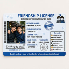 Personalized Friendship License Photo Card | Bestie for Life Keepsake Gift | Love Craft Gifts™
