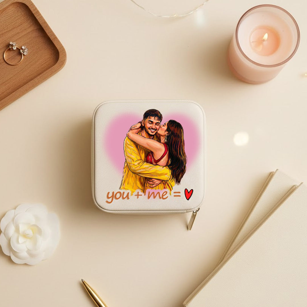 Personalized Couple Photo Jewellery Travel Case (4×4 Inch) | Love Craft Gifts