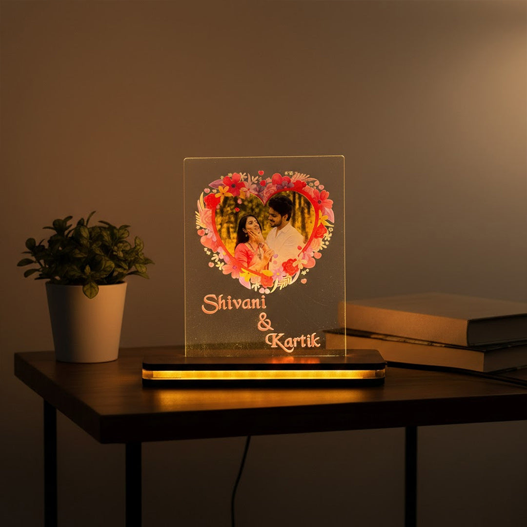 Personalized Acrylic Photo LED Lamp – Warm White (4×5”) | Love Craft Gifts