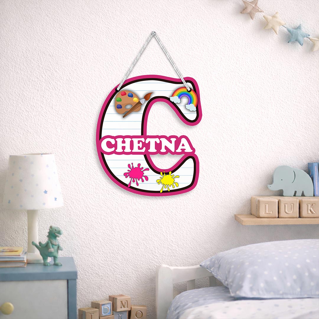 Personalized Alphabet Name Hanging Wall Decor Kids Room Custom Initial Letter Sign 8x10" | Love Craft Gifts