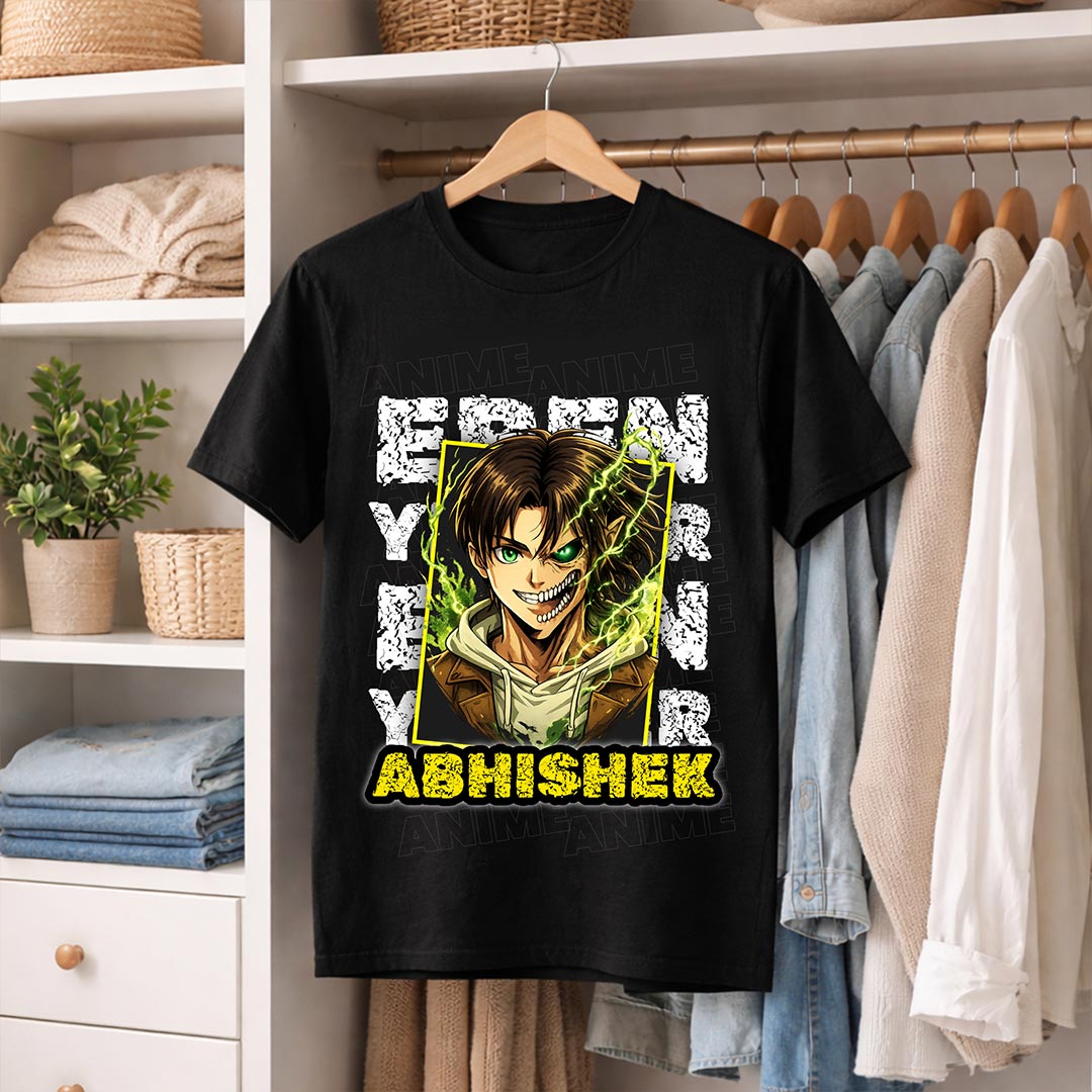 Personalized Anime Attack Style Name T-Shirt for Men & Women – Custom Printed Black Tee | Love Craft Gifts