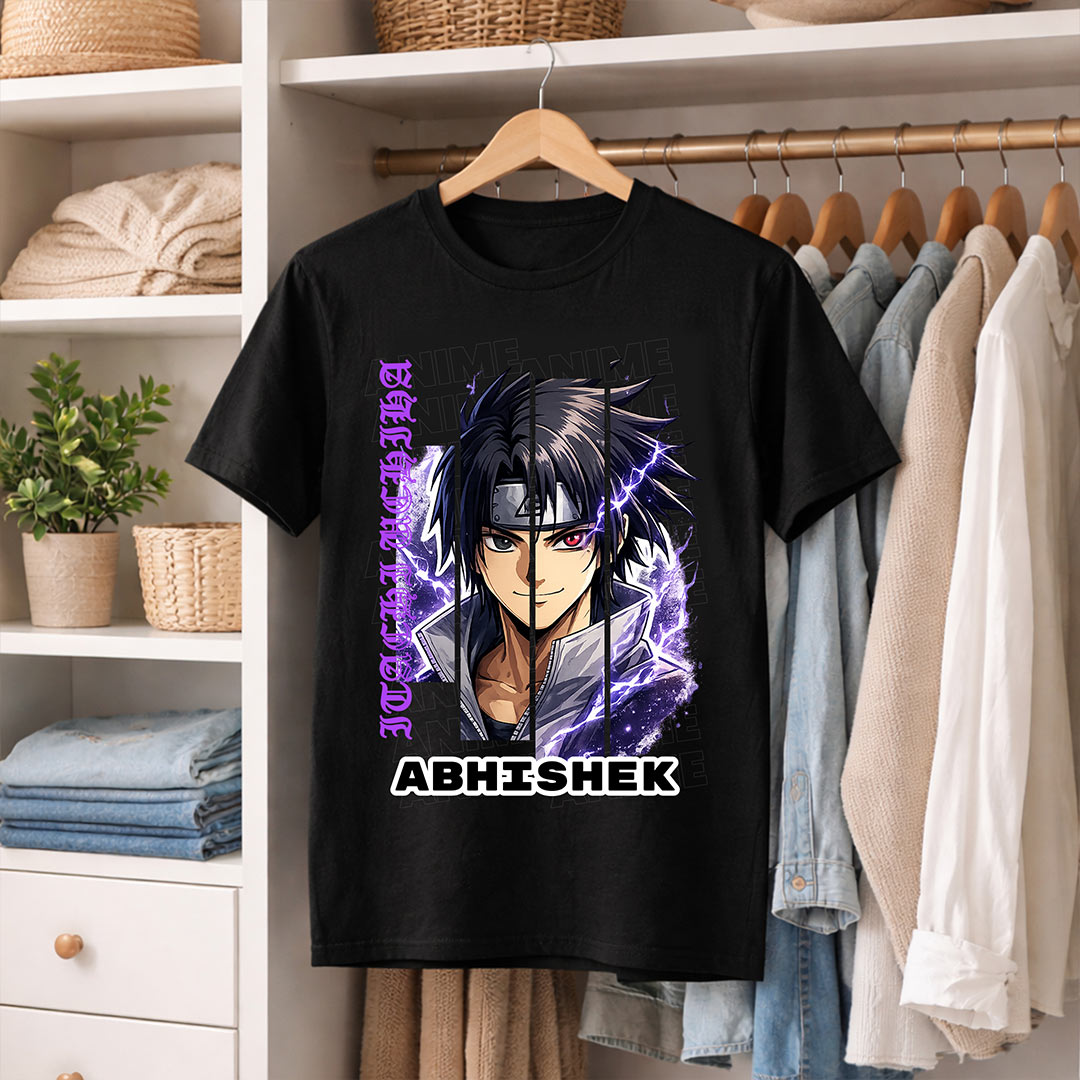 Personalized Anime Shadow Ninja Name T-Shirt for Men & Women – Custom Printed Black Tee | Love Craft Gifts