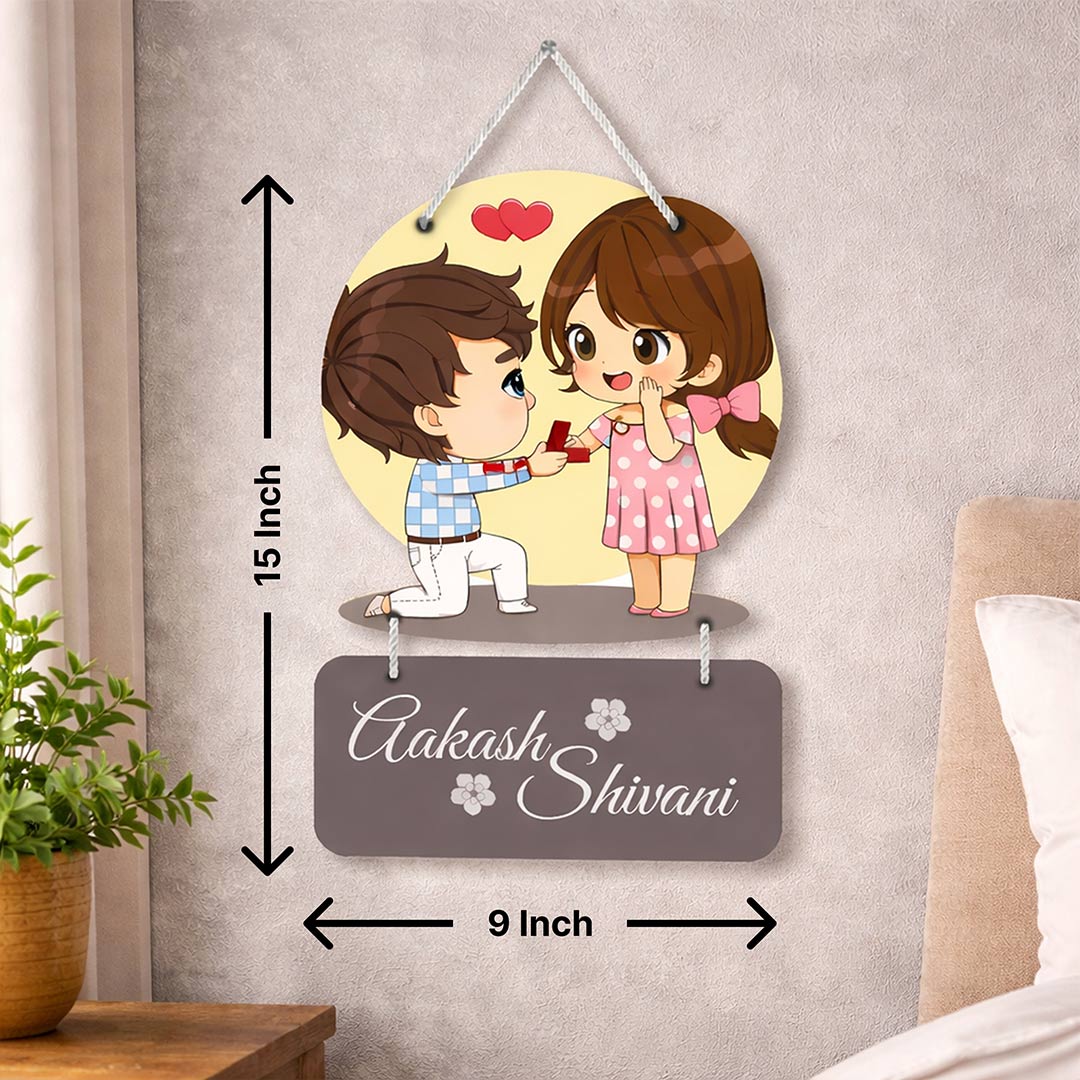 Personalized Proposal Couple Hanging Frame – Custom Name Romantic Wall Décor (15x9 Inch) | Love Craft Gifts