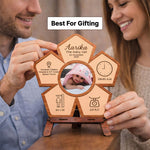 Personalized Baby Birth Details Wooden Flower Table Stand (8x8 Inch) | Love Craft Gifts
