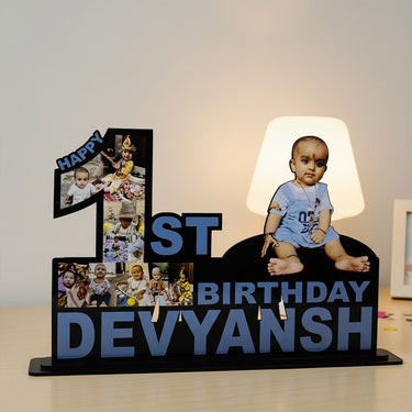 Personalized 1st Birthday Baby Photo Table-Top Stand (12×18”) | Love Craft Gifts