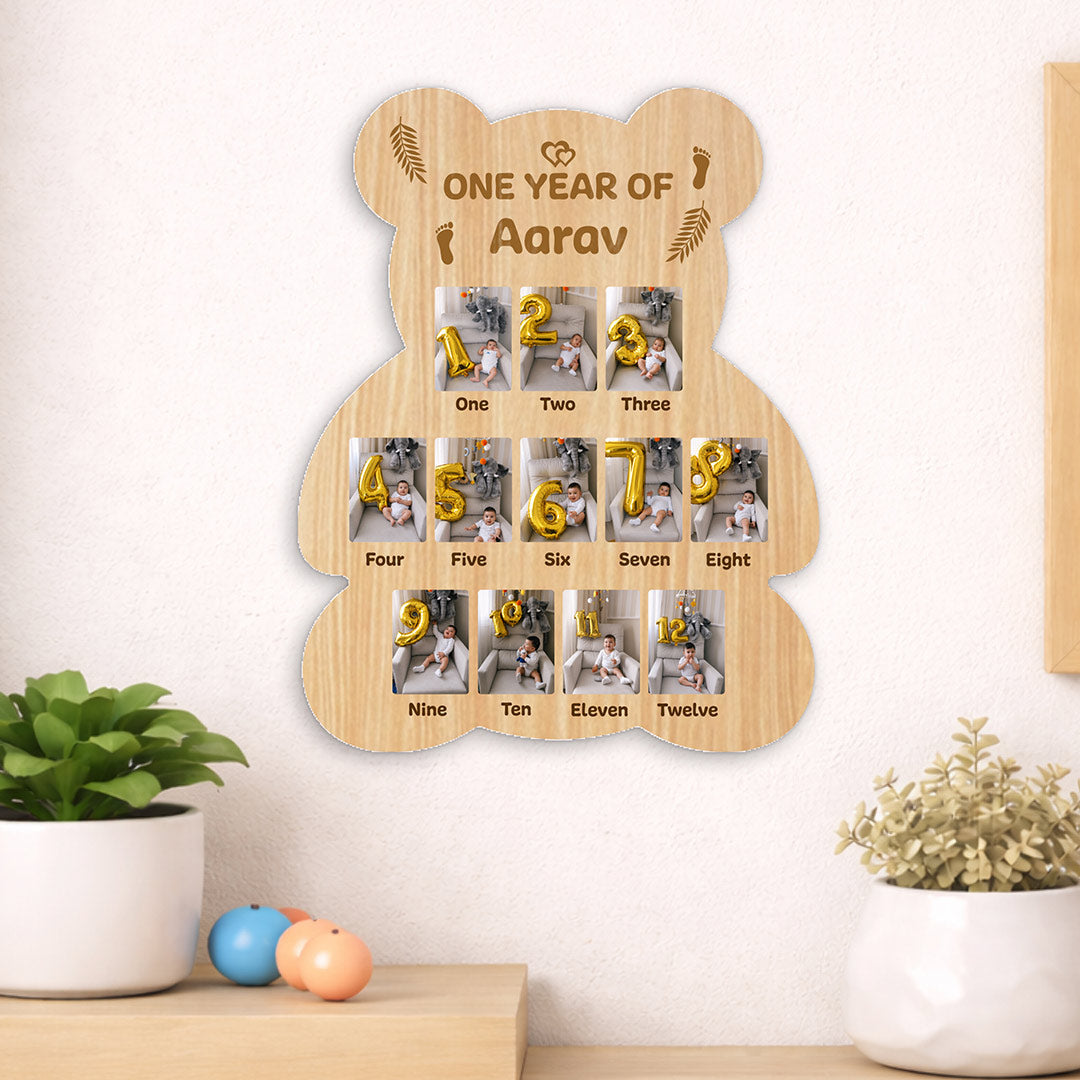 Personalized Baby First Year Memory Frame (14x18 Inch) – Custom Photo Wooden Frame Gift | Love Craft Gifts™