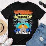 Personalized Vacation Theme Black T-Shirt – Custom Name & Pic Summer Travel Print | Love Craft Gifts