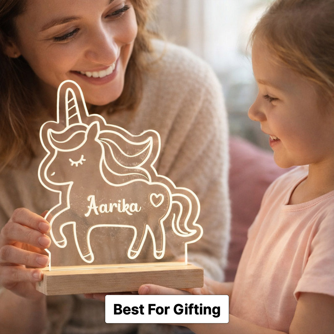 Personalized Unicorn Acrylic Name Stand 7x8 Inch – Custom Kids Name Display Gift | Love Craft Gifts™