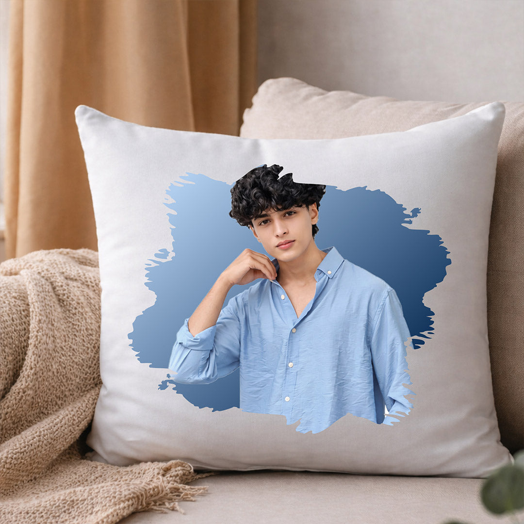 Personalized Boy Photo Cushion Pillow – Custom Soft Memory Cushion Gift for Him (10x10 Inch) | Love Craft Gifts