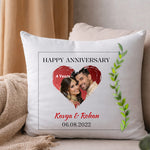 Personalized Anniversary Photo Cushion Pillow with Name & Date – Custom Romantic Soft Cushion Gift (10x10 Inch) | Love Craft Gifts