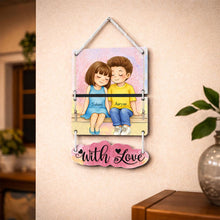 Personalized Cute Couple Cartoon Wall Hanger -9x14"