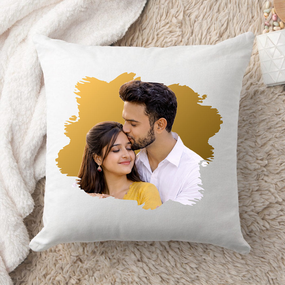 Personalized Couple Photo Cushion Pillow – Custom Romantic Soft Cushion Gift for Loved Ones (10x10 Inch) | Love Craft Gifts