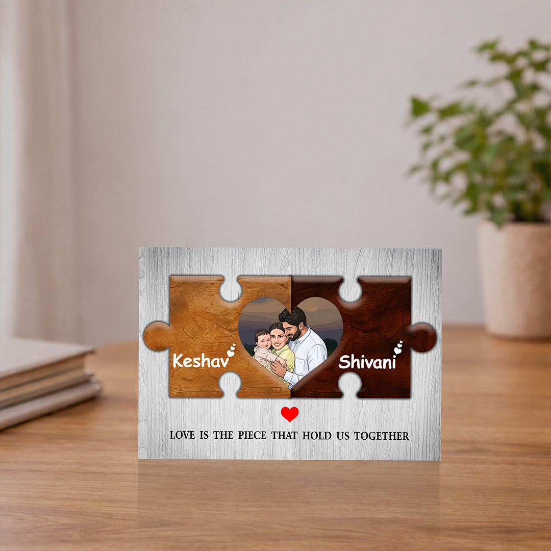 Personalized Couple Puzzle Photo Frame Custom Name Romantic Gift Frame 8x12" | Love Craft Gifts