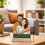 Personalized Anniversary Cartoon Wooden Table Stand – Custom Photo Cutout Gift for Bhai & Bhabhi (6x8 Inch) | Love Craft Gifts™