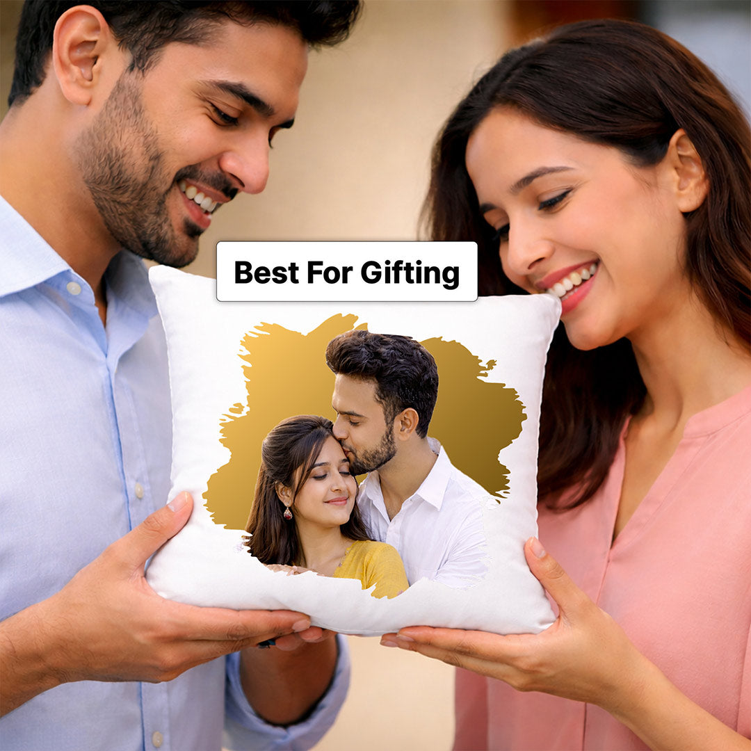 Personalized Couple Photo Cushion Pillow – Custom Romantic Soft Cushion Gift for Loved Ones (10x10 Inch) | Love Craft Gifts