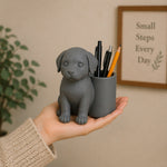 Personalized Grey Dog Pen Holder – Custom Name Cute Desk Organizer Gift for Dog Lovers | Love Craft Gifts™