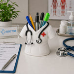 Premium Doctor White Coat Pen Stand – Personalized Medical Desk Organizer Gift with Stethoscope Design (Plastic) | Love Craft Gifts™