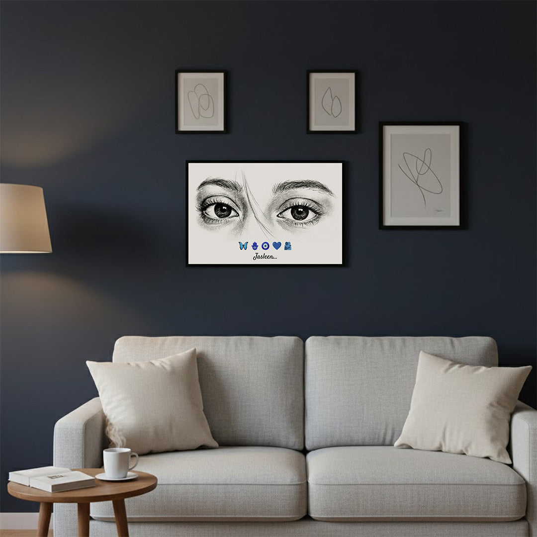 Personalized Sketch Eyes Wall Frame (12×8”) | Love Craft Gifts