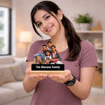 Personalized Cartoon Family Acrylic Standee (6x6 Inch) – Custom Name Pixart Family Keepsake Gift | Love Craft Gifts™