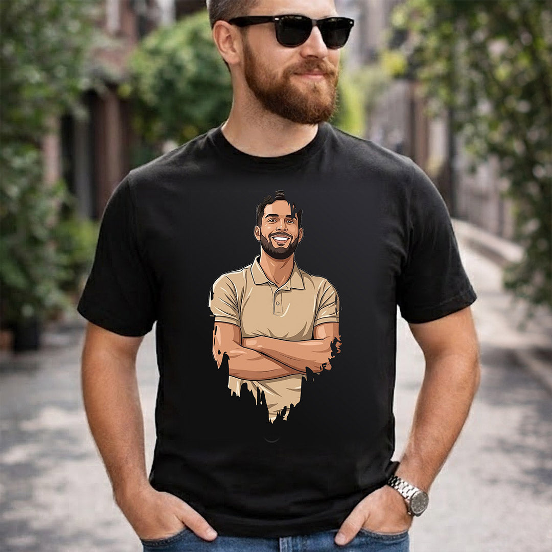 Personalized Drip Portrait T-Shirt for Women – Custom Photo Graphic Black Tee (240–260 GSM) | Love Craft Gifts