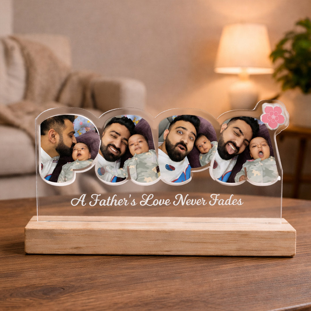 Personalized Father’s Love Photo Acrylic Table Stand (6x3 Inch) Custom Memory Gift for Dad | Love Craft Gifts