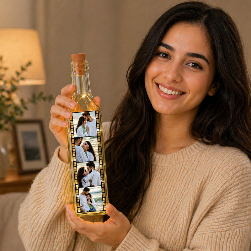 Personalized Film Strip LED Bottle Lamp (Standard Size) – Custom Photo Memory Light Gift for Couples | Love Craft Gifts™