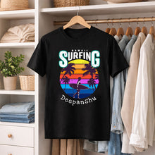 Personalized Hawaii Surfing Black T-Shirt