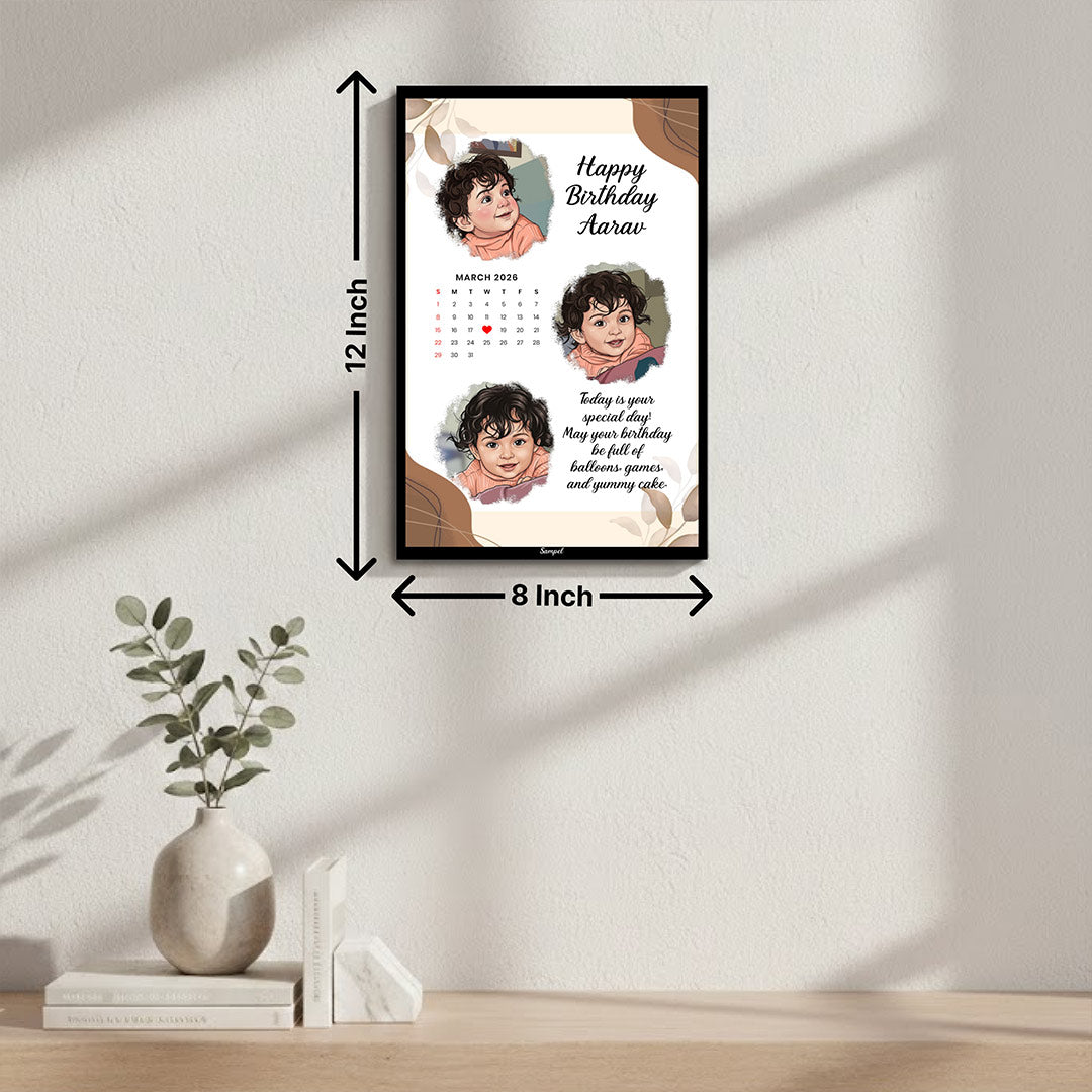Personalized Kids Birthday Photo Calendar Frame – Custom Baby Photo & Date Frame (8x12") | Love Craft Gifts