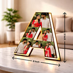 Personalized Alphabet LED Photo Frame (8x8 Inch) Custom Initial Letter Light Frame with Photos Table Top Décor Gift for Couples | Love Craft Gifts