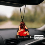 Personalized Couple Hug Car Hanging Photo Frame with Name Custom Acrylic Rear View Mirror Hanging Gift (2x2.5 Inch) Romantic Gift for Husband, Wife & Girlfriend | Love Craft Gifts