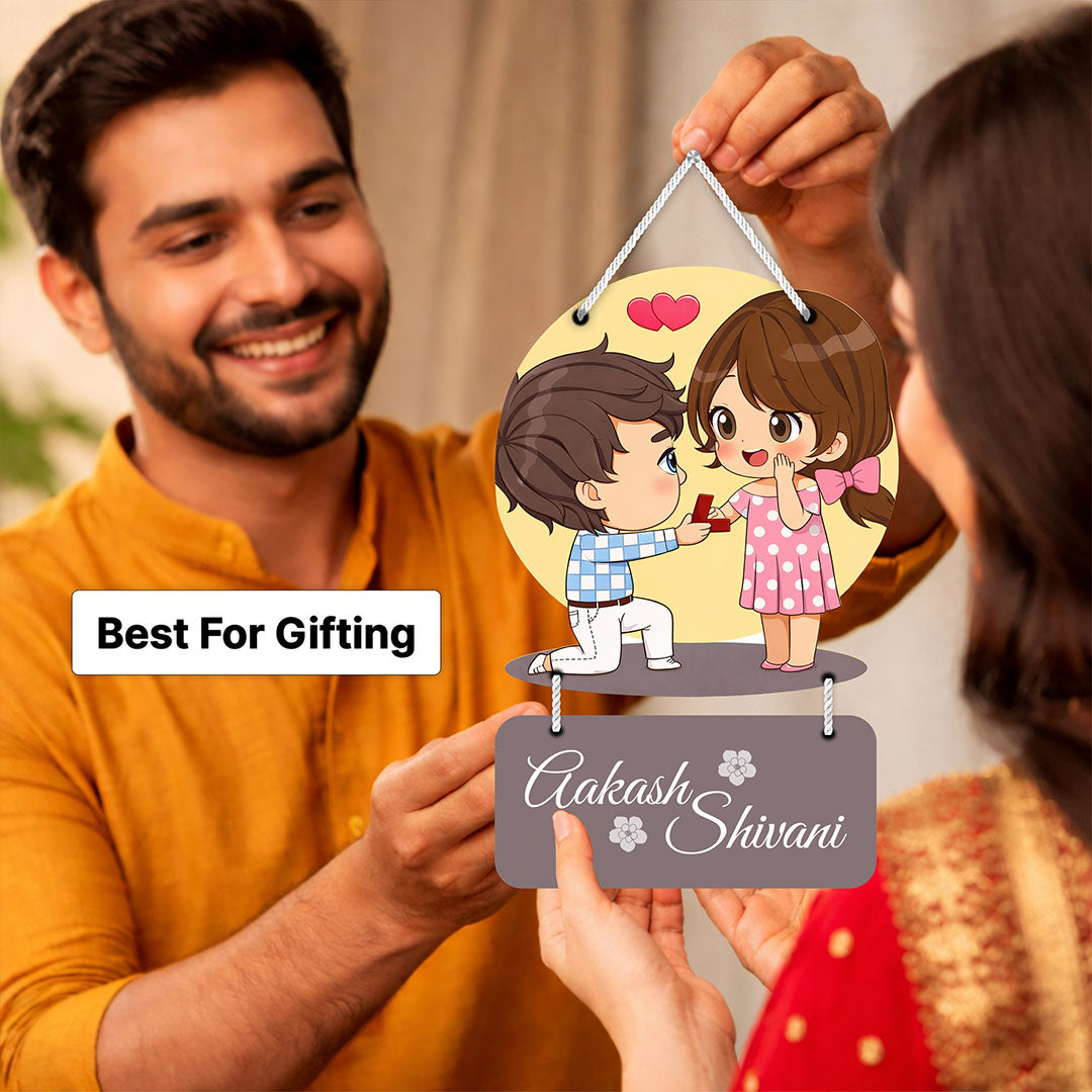 Personalized Proposal Couple Hanging Frame – Custom Name Romantic Wall Décor (15x9 Inch) | Love Craft Gifts