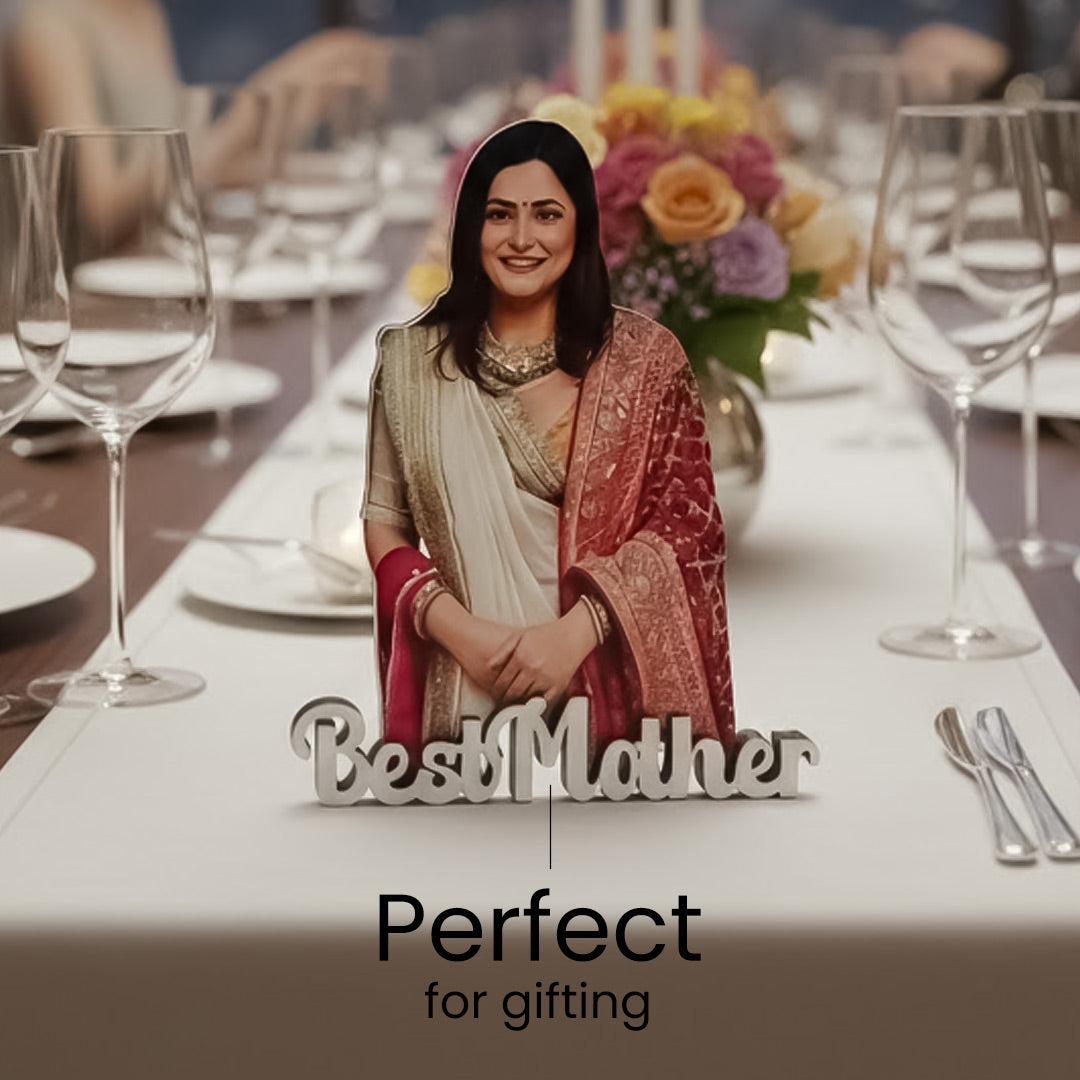 Personalized Cartoon Name Table Stand – Best Mother Edition (7×6 Inch) | Love Craft Gifts