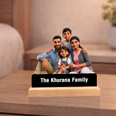 Personalized Cartoon Family Acrylic Standee (6x6 Inch) – Custom Name Pixart Family Keepsake Gift | Love Craft Gifts™