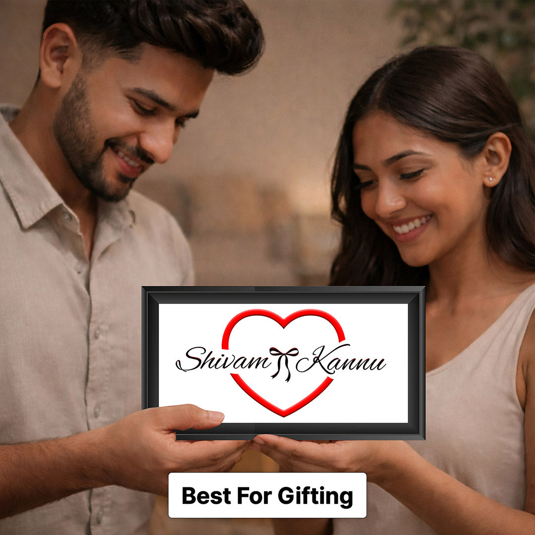 Personalized Couple Name Wall Frame with Heart Design (6x12 Inch) Custom Romantic Wall Décor Gift | Love Craft Gifts