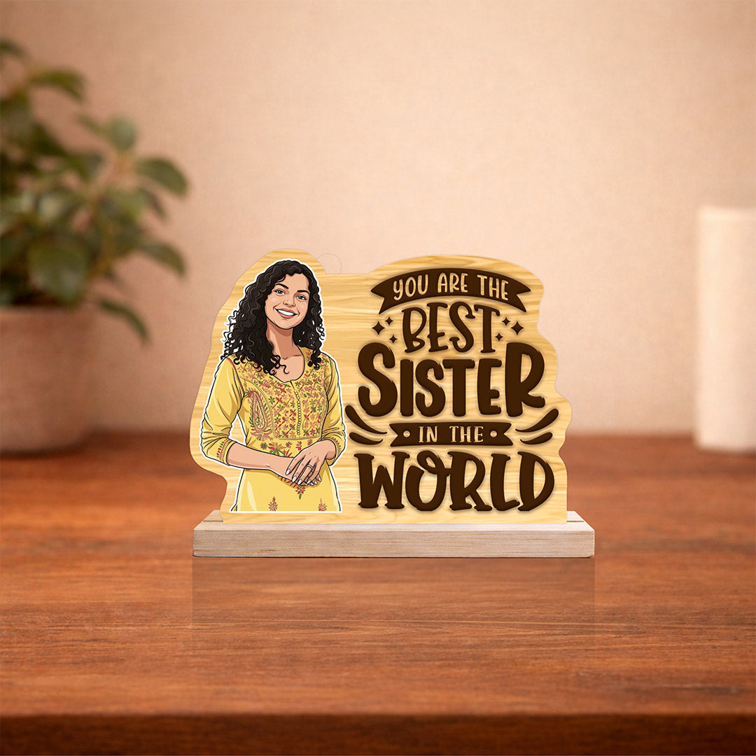 Personalized Sister Photo Table Stand – Best Sister Custom Gift Décor (6x5 Inch) | Love Craft Gifts