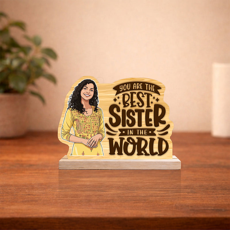 Personalized Sister Photo Table Stand – Best Sister Custom Gift Décor (6x5 Inch) | Love Craft Gifts