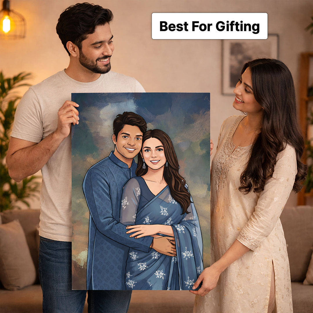 Personalized Toony Cartoon Acrylic Couple Wall Frame (24x36 Inch) – Custom Photo Romantic Wall Décor | Love Craft Gifts