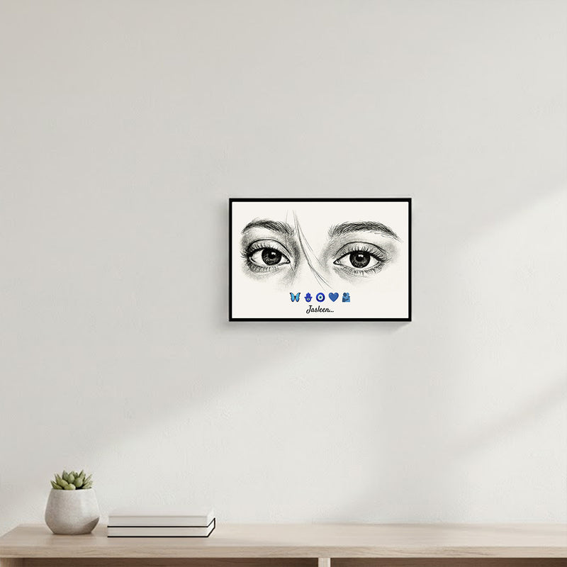Personalized Sketch Eyes Wall Frame (12×8”) | Love Craft Gifts