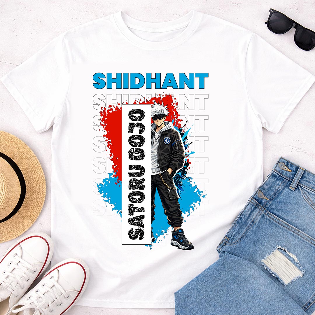 Personalized Street Anime Name T-Shirt for Men & Women – Custom Printed White Graphic Tee | Love Craft Gifts